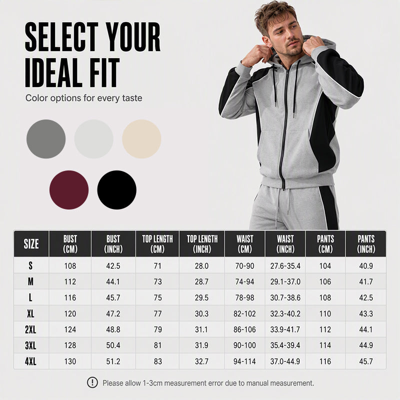 Men's Color-Block Zip-Up Hoodie & Sweatpants Set-5