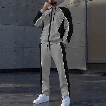 Men's Color-Block Zip-Up Hoodie & Sweatpants Set-9