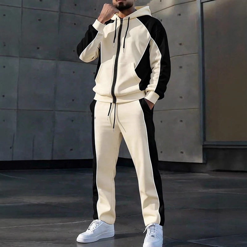 Men's Color-Block Zip-Up Hoodie & Sweatpants Set-12