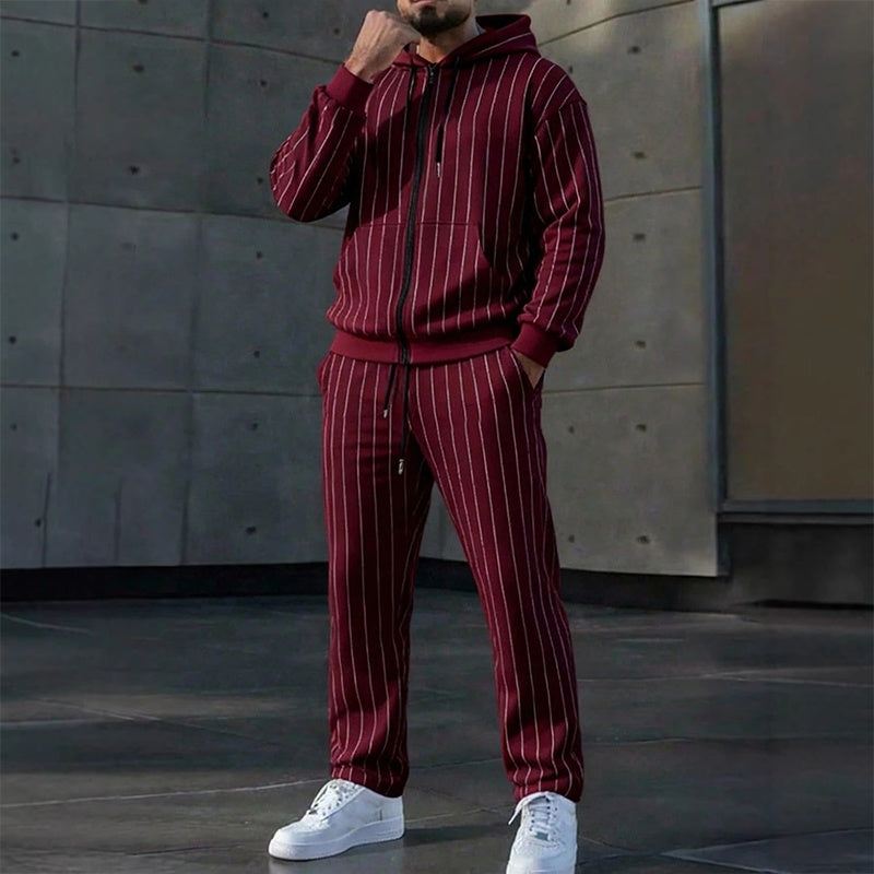 Men's Color-Block Zip-Up Hoodie & Sweatpants Set-11