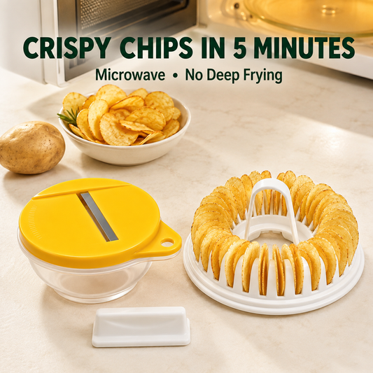 🥔 REDUCERE DE 50 % ÎN ACEST MOMENT! 🍟 Aparat pentru chipsuri de cartofi pentru cuptorul cu microunde – fără ulei, crocante și sănătoase – ideal pentru gustări preparate acasă 🥗✨