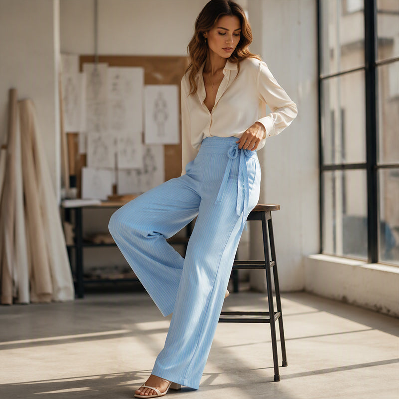 🌼 Simply half price—no catch! Loose, striped, wide-leg pants for women