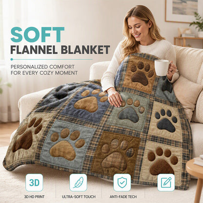 🛌 Pătură moale din flanel cu amprente drăguțe de lăbuțe – Confortabilă, caldă, un element de decor minunat pentru casă