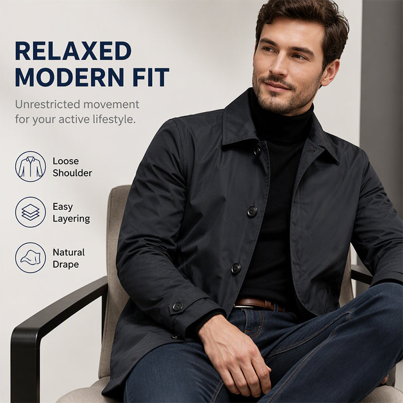 🌧️ More Coverage, Sharper Style | Men's Waterproof Mid-Length Trench Coat⚡Free shipping-1