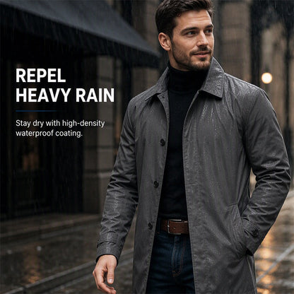 🌧️ More Coverage, Sharper Style | Men's Waterproof Mid-Length Trench Coat⚡Free shipping-6