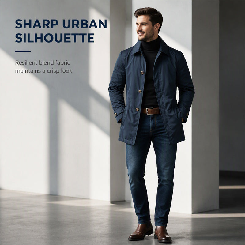 🌧️ More Coverage, Sharper Style | Men's Waterproof Mid-Length Trench Coat⚡Free shipping-4