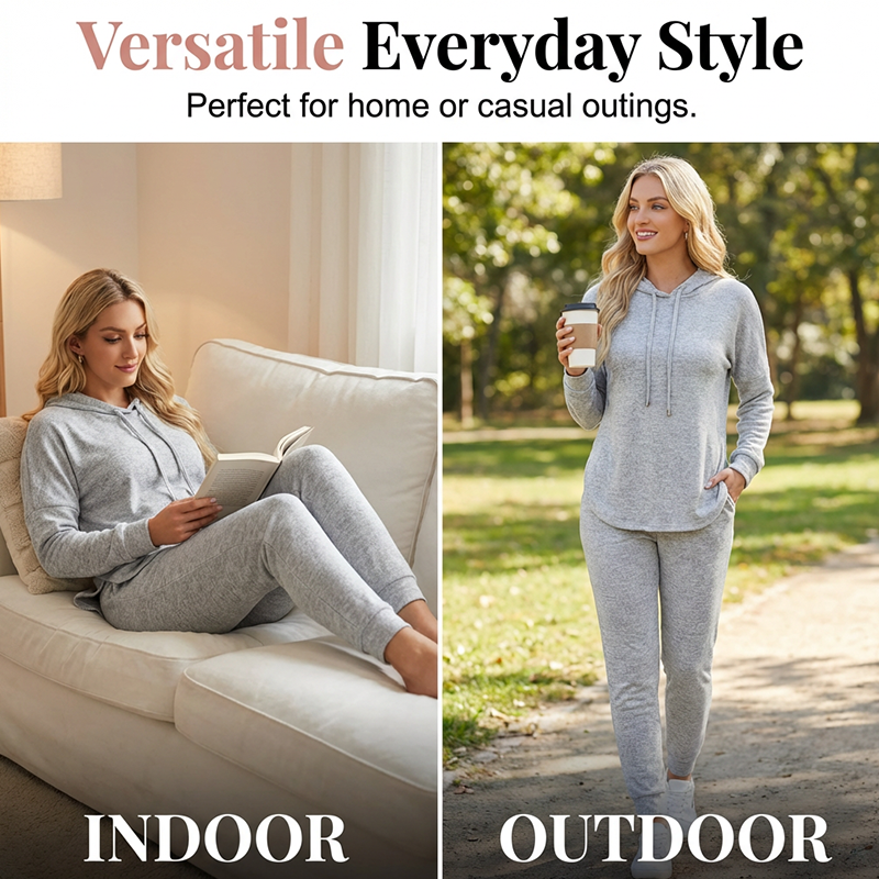 🌸💖 Cozy Matching Style, Easy Everyday Fit | Women's Hooded 2-Piece Set