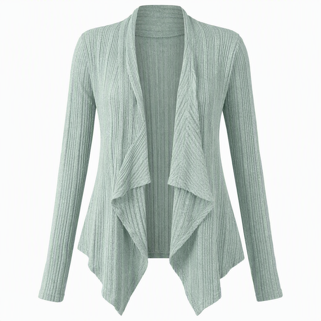 Women’s Cascading Open Front Ribbed Knit Cardigan – Your Go-To Lightweight Layer For All Occasions