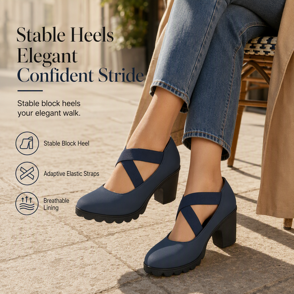 🎉🎁🔥Women's Round Toe Crisscross Strap Mary Jane Shoes – Chunky Heel Platform Cutout High Heels