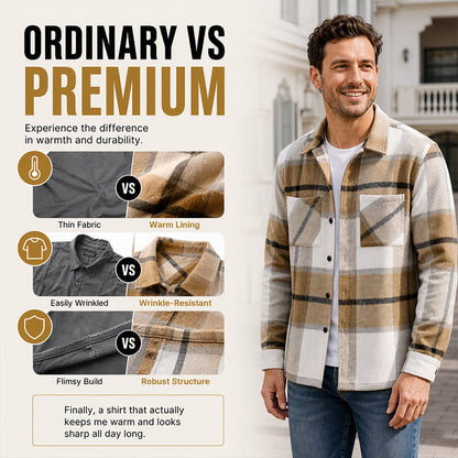 Men's Casual Flannel Plaid Shirt Jacket