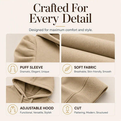 🧥 Women's Casual Chic Puff Sleeve Hoodie | Effortless Style & Everyday Comfort ✨