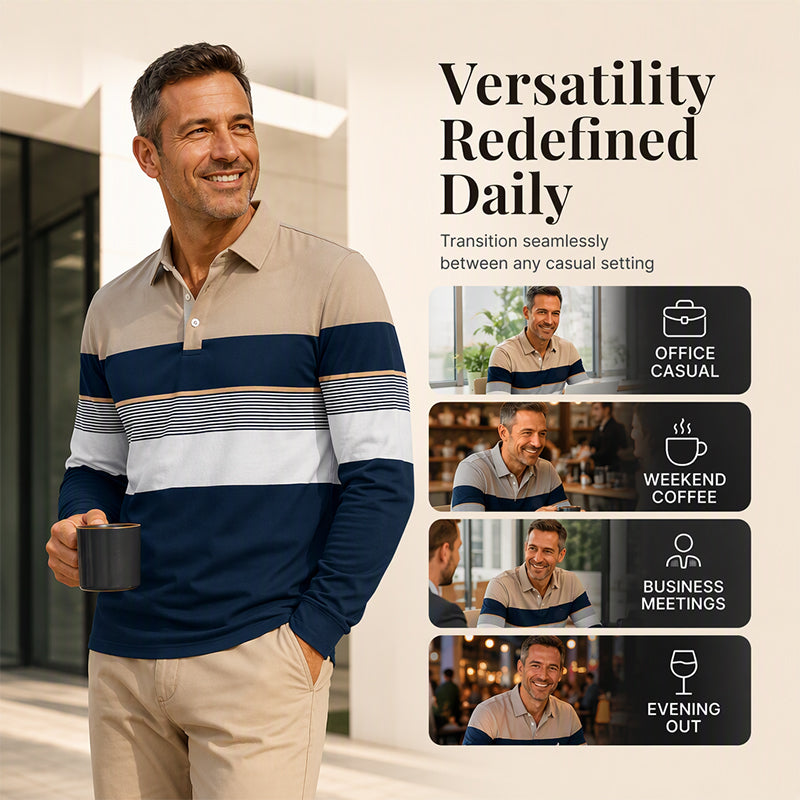 🔥 Over 5,000 sold!! 👔Men's Classic Color-Block Striped Top