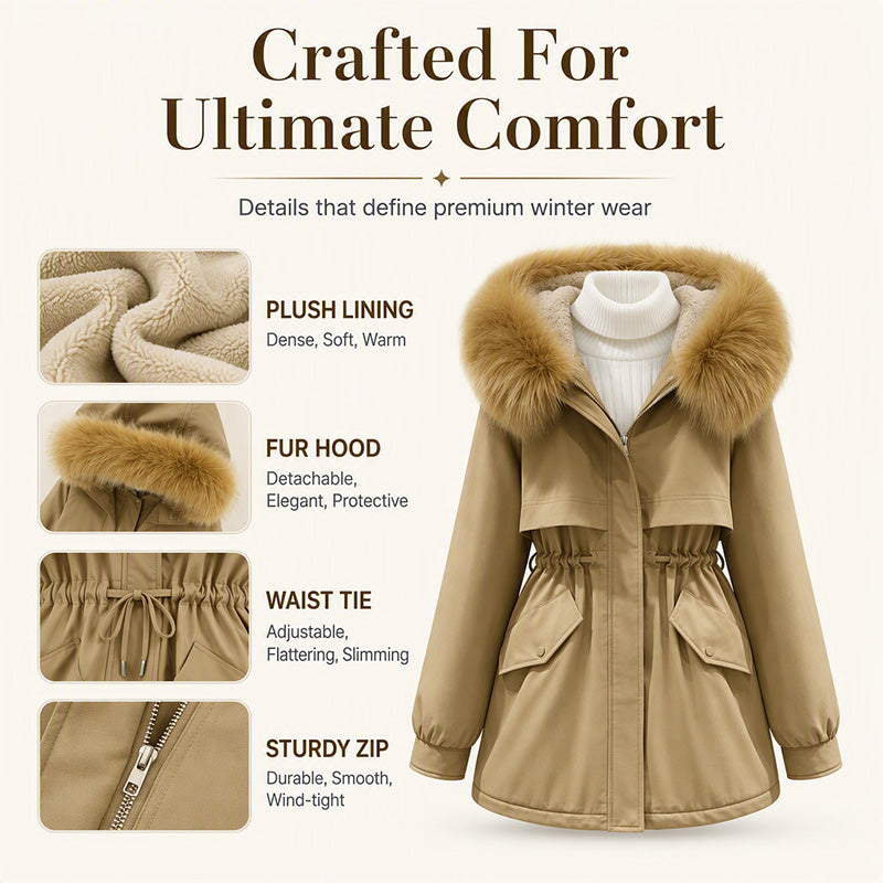 💖Black Friday Mega Deal – 50% off!💖🔥Women's Mid-Length Plush-Lined Parka Jacket