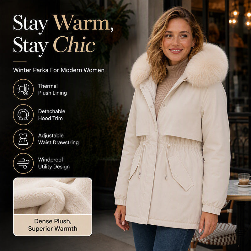 💖Black Friday Mega Deal – 50% off!💖🔥Women's Mid-Length Plush-Lined Parka Jacket