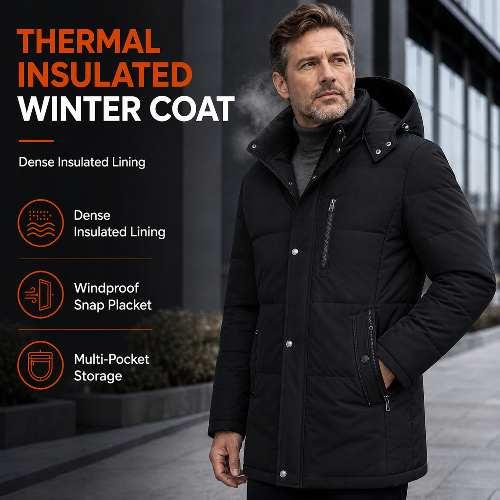 ❄️ Men's Mid-Length Winter Padded Thickened Business Casual Cotton Coat for Middle-Aged Men