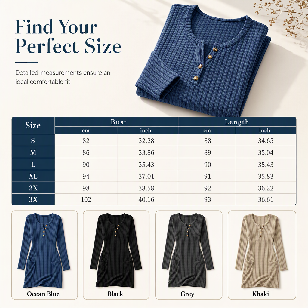 💖Black Friday Mega Deal – 50% off!💖 Womens Autumn Winter Solid Color Long Sleeve Slim Fit Bodycon Button Dress