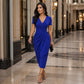Women's Elegant V-Neck Ruffle Wrap Dress