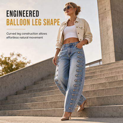 Women's Retro High Waisted Curved Leg Jeans