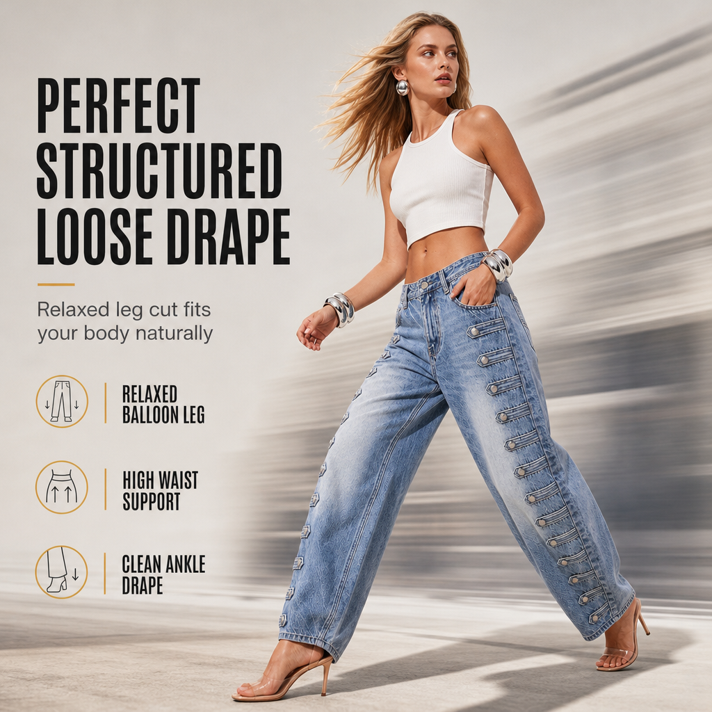 Women's Retro High Waisted Curved Leg Jeans