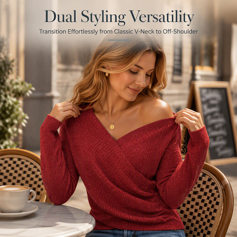 🌸Women's Crossover V-Neck Knit Sweater