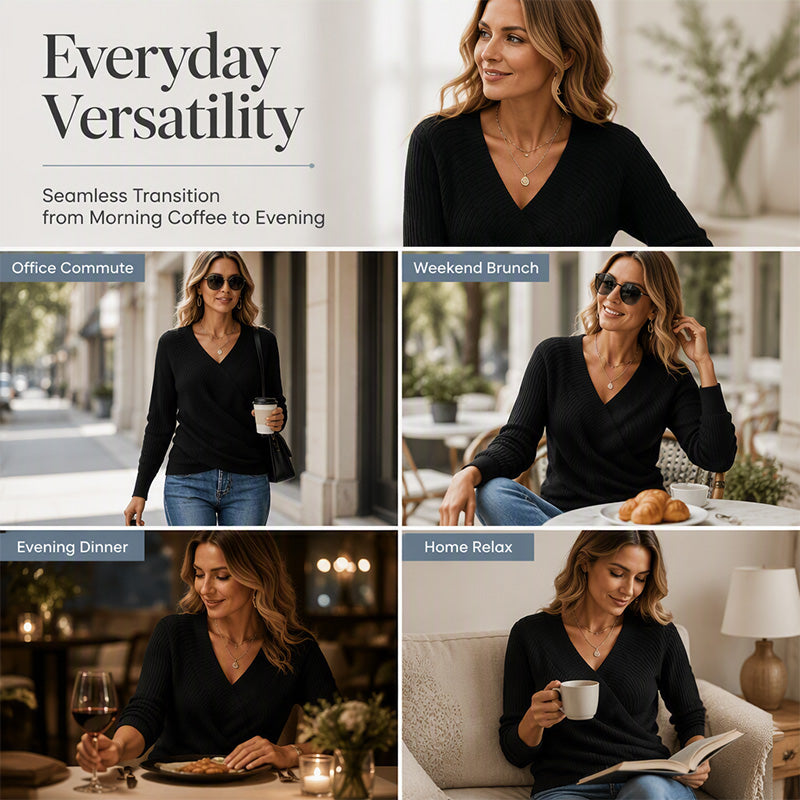 🌸Women's Crossover V-Neck Knit Sweater