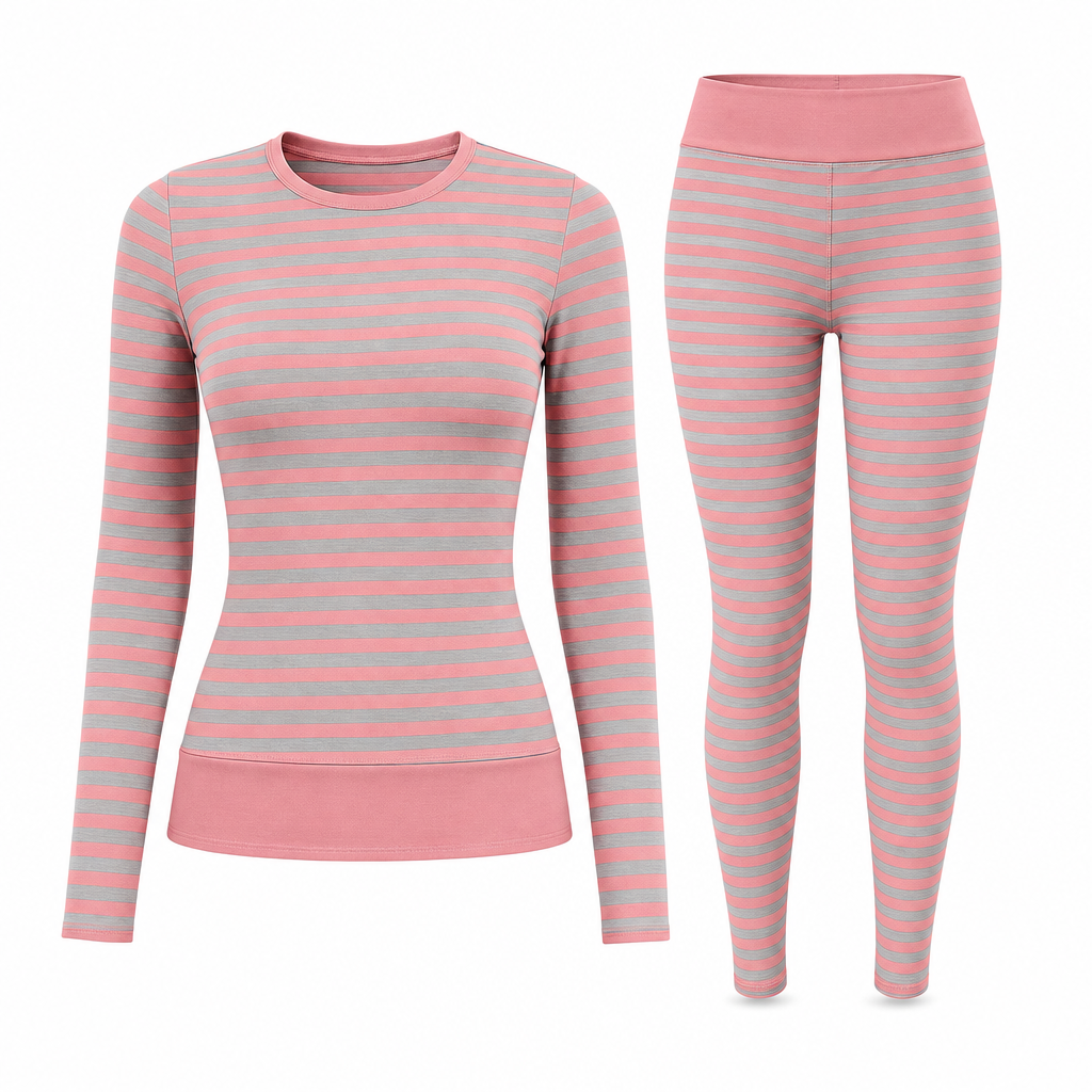 Women's Striped Color Block Crew Neck Long Sleeve Top and Pants Slim Fit Casual Loungewear Workout Set