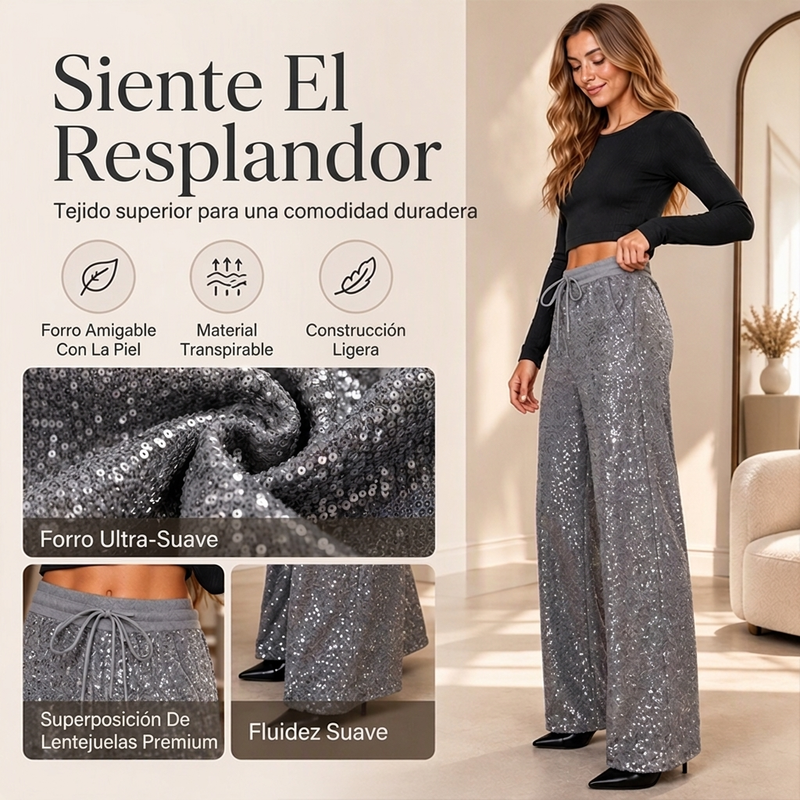 ⏰SOLO HOY! 50% DE DESCUENTO⏰ Pantalones de pierna ancha de lentejuelas brillantes para mujer