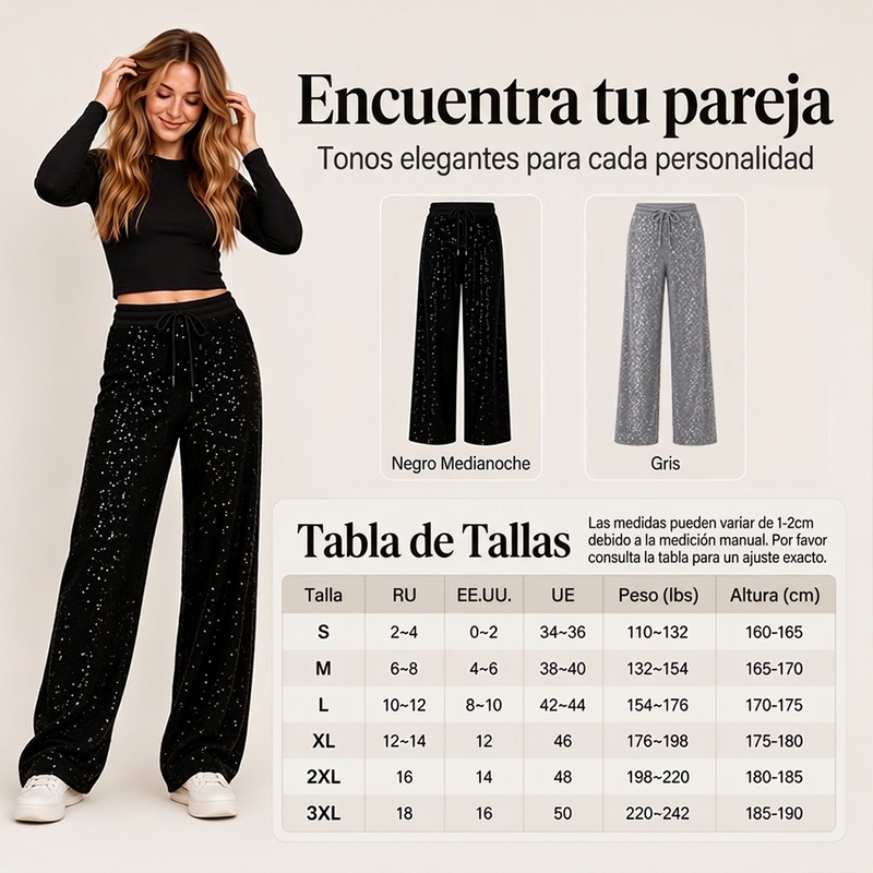 ⏰SOLO HOY! 50% DE DESCUENTO⏰ Pantalones de pierna ancha de lentejuelas brillantes para mujer