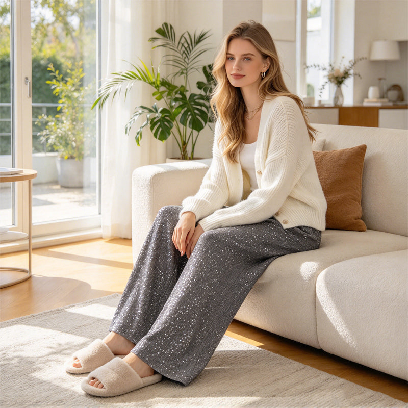 ⏰SOLO HOY! 50% DE DESCUENTO⏰ Pantalones de pierna ancha de lentejuelas brillantes para mujer
