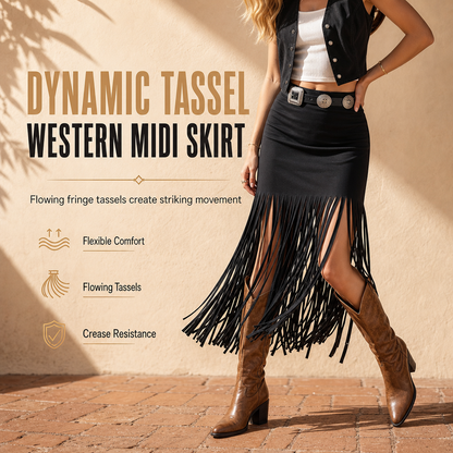 Women's Elastic Fringe Tassel Skirt Fashionable Versatile Spring and Autumn Skirt