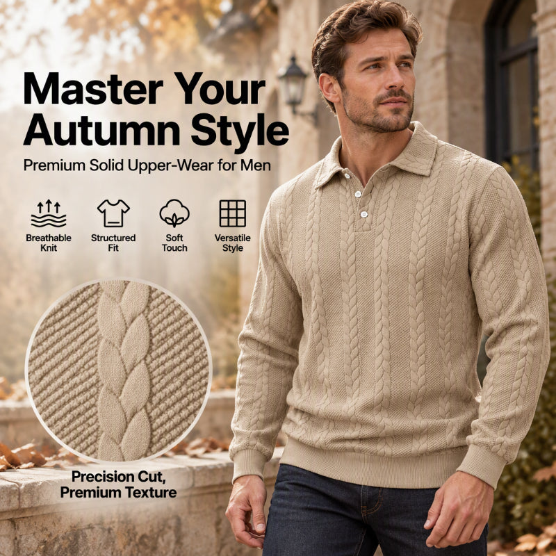 ☕️ Men's Casual Jacquard Cable Texture Top