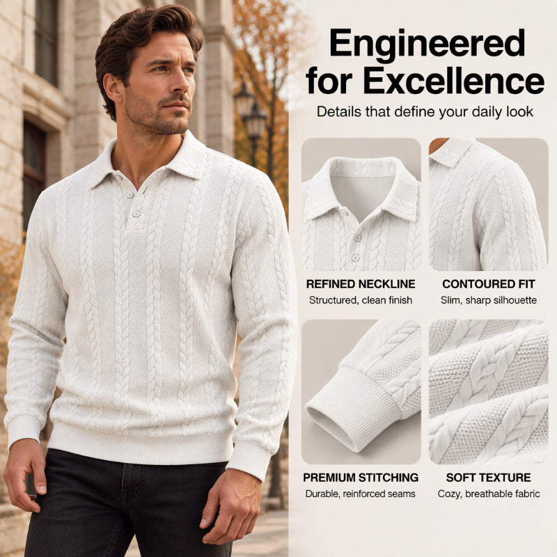 ☕️ Men's Casual Jacquard Cable Texture Top