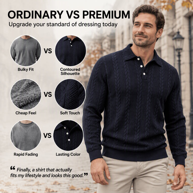 ☕️ Men's Casual Jacquard Cable Texture Top