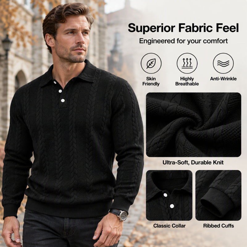 ☕️ Men's Casual Jacquard Cable Texture Top