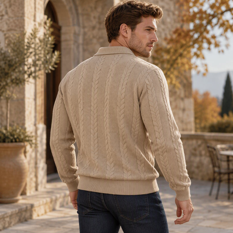 ☕️ Men's Casual Jacquard Cable Texture Top