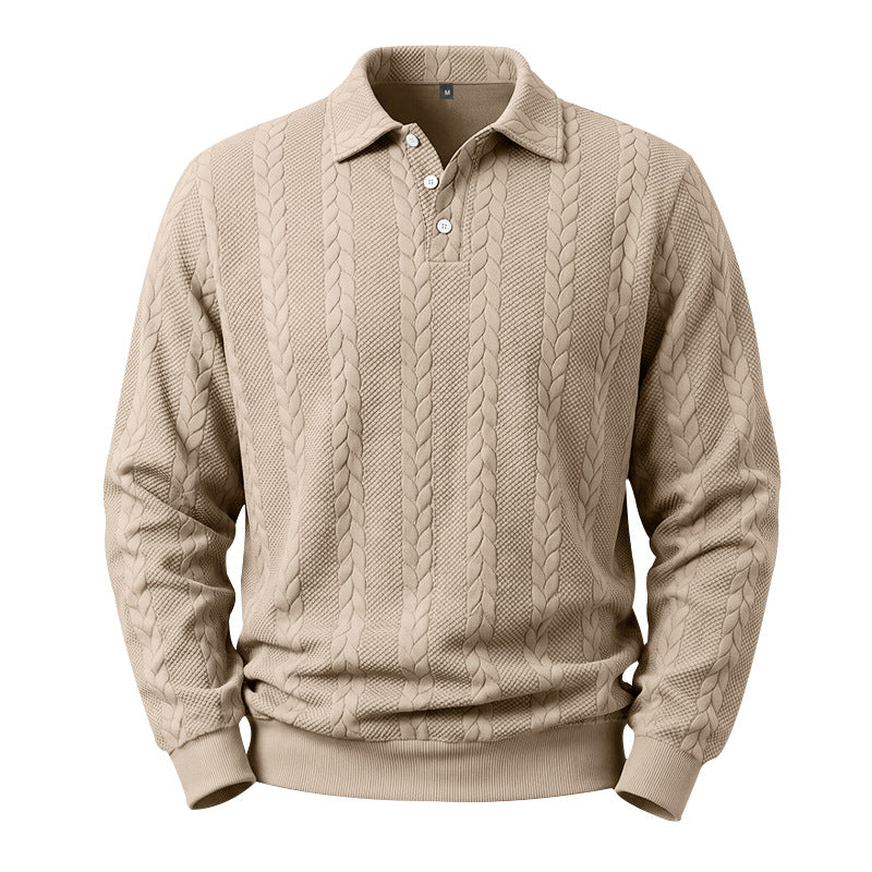 ☕️ Men's Casual Jacquard Cable Texture Top