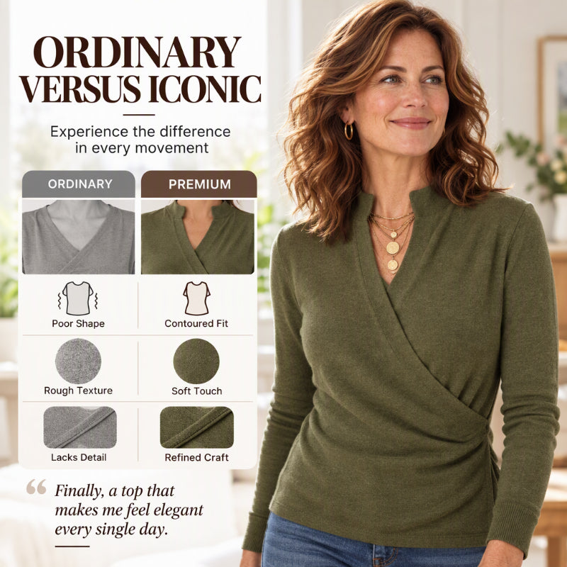 🌸Women's Elegant V-Neck Wrap Knit Top