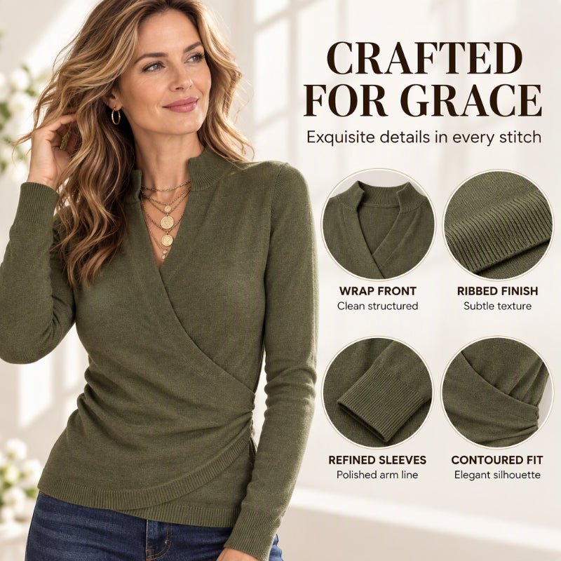 🌸Women's Elegant V-Neck Wrap Knit Top