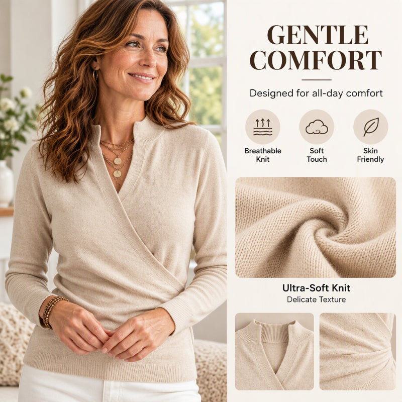 🌸Women's Elegant V-Neck Wrap Knit Top