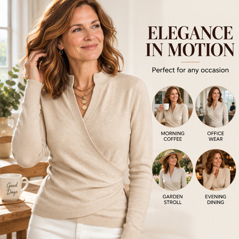 🌸Women's Elegant V-Neck Wrap Knit Top