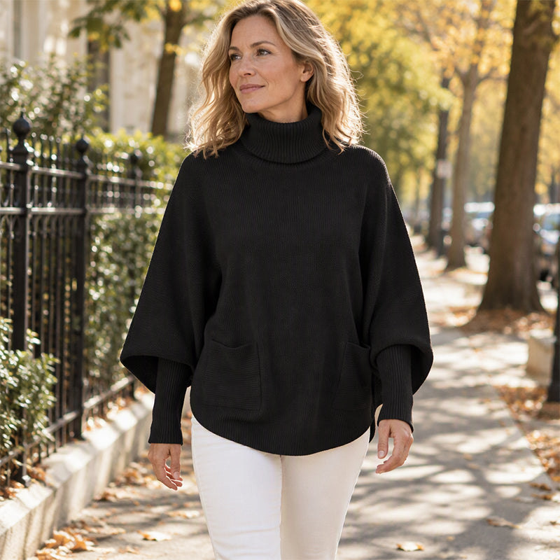 ❄️🧶 Women's Turtleneck Batwing Sleeve Sweater | Cozy Warmth, Flattering Drape – Chic & Comfy for Cold Days ✨