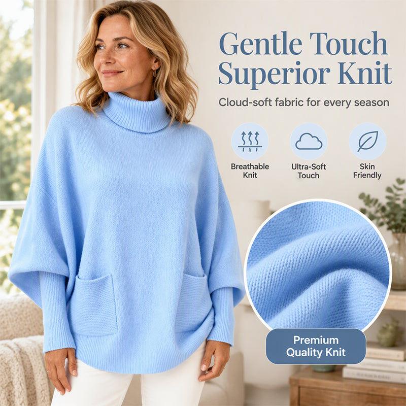 ❄️🧶 Women's Turtleneck Batwing Sleeve Sweater | Cozy Warmth, Flattering Drape – Chic & Comfy for Cold Days ✨