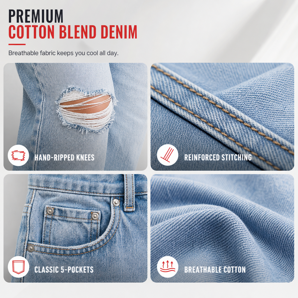 🖤Free Shipping🖤Women's High Waisted Ripped Wide Leg Denim Jeans Distressed Straight Pants