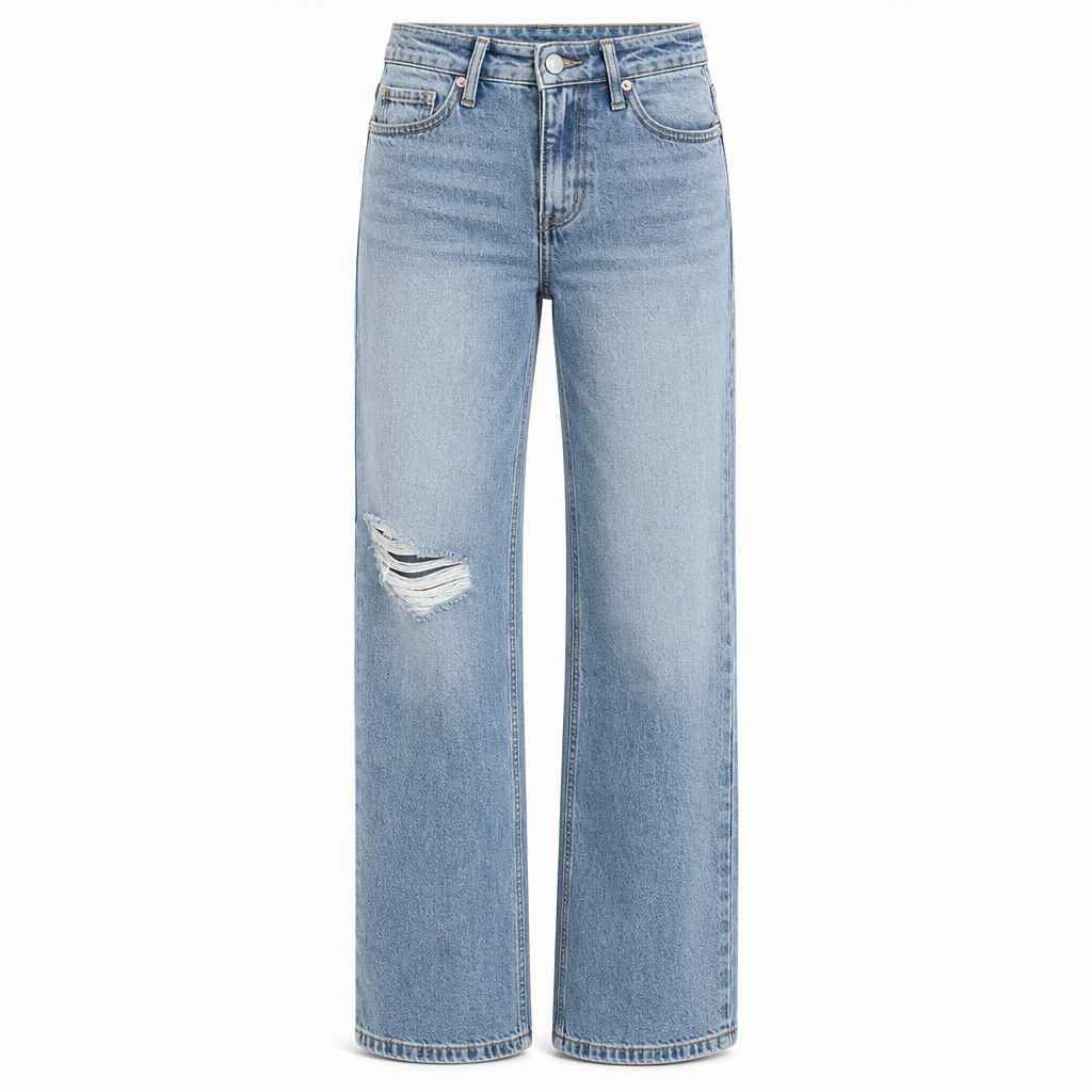 🖤Free Shipping🖤Women's High Waisted Ripped Wide Leg Denim Jeans Distressed Straight Pants