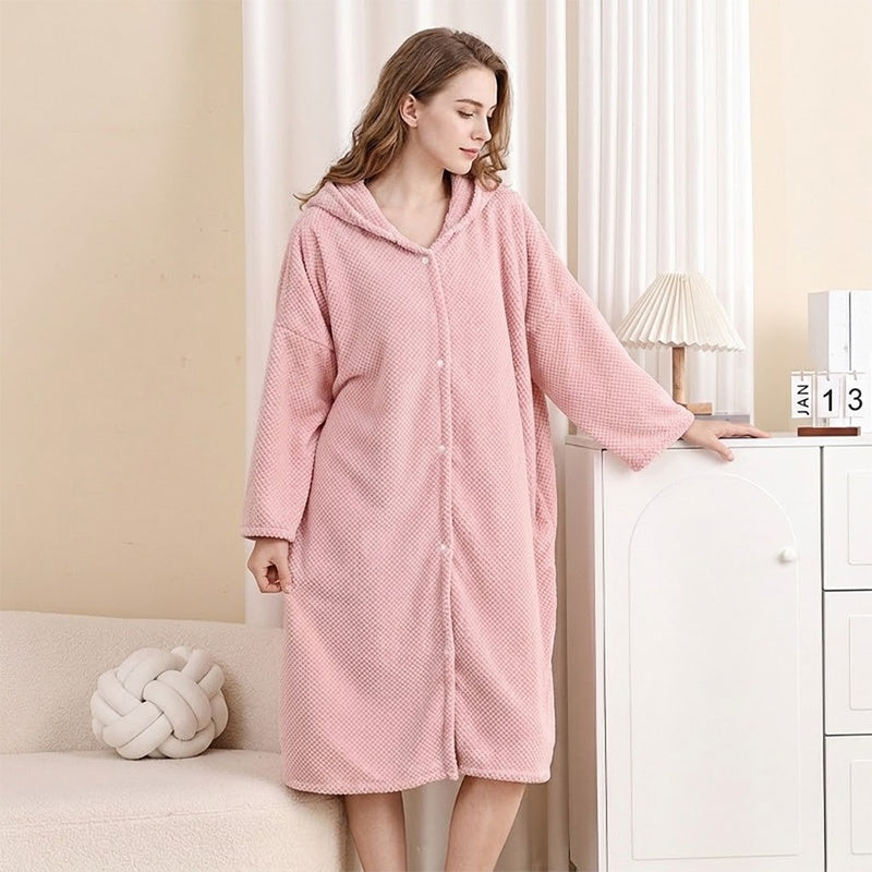 Women's Wearable Hooded Bathrobe Towel