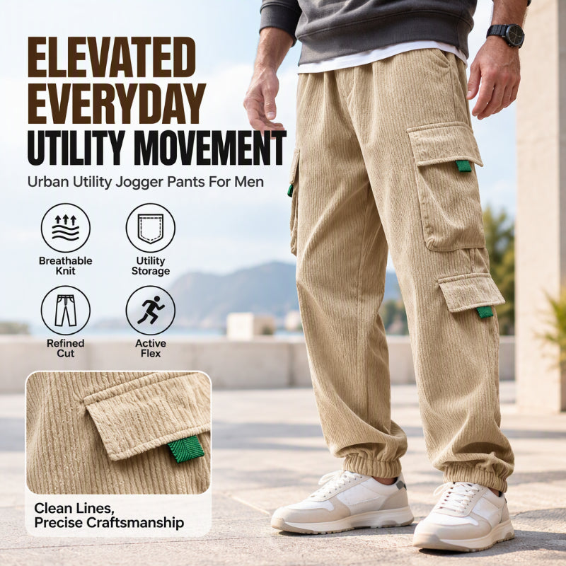 Men's Casual Corduroy Pants with Cargo Pockets