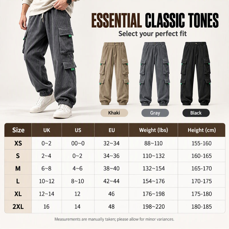 Men's Casual Corduroy Pants with Cargo Pockets