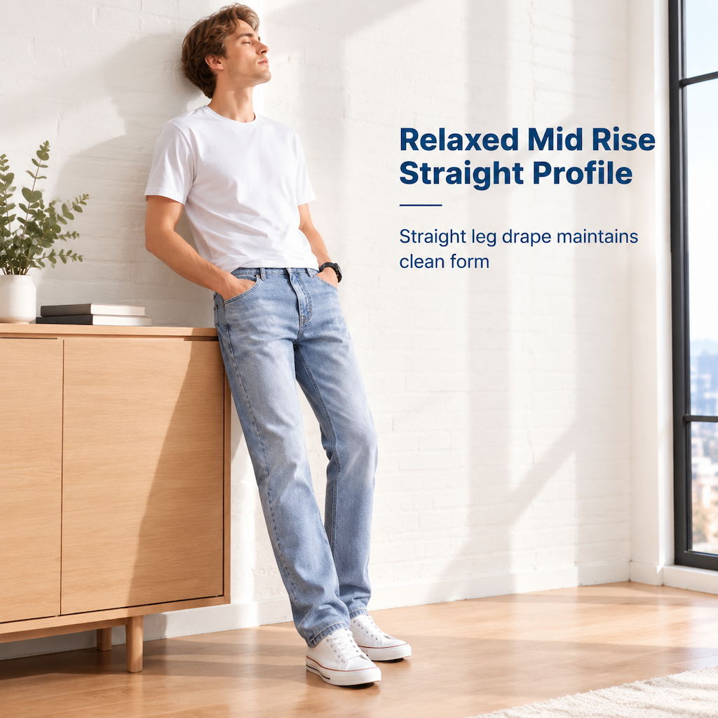 Men's Stretch Slim Fit Jeans Casual Mid Rise Denim Pants
