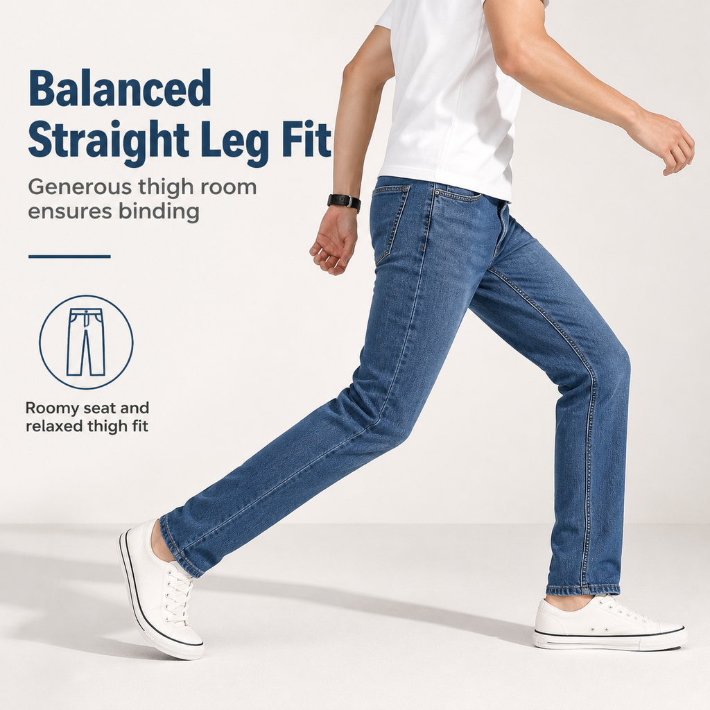 Men's Stretch Slim Fit Jeans Casual Mid Rise Denim Pants