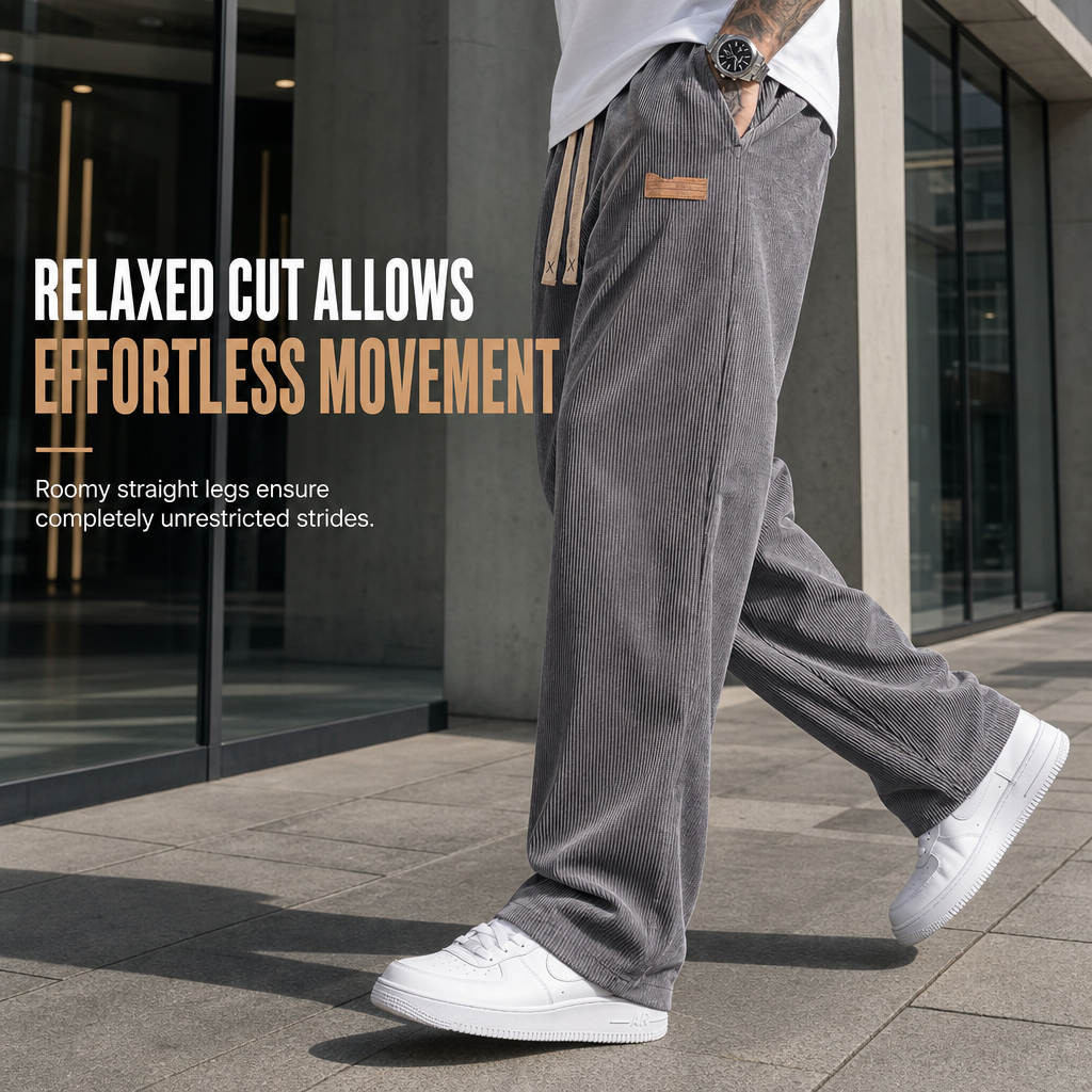 👖 Men's Lightweight Corduroy Casual Pants Loose Fit Straight Leg Trousers ✨ lightweight corduroy fabric, loose straight cut, casual daily trousers